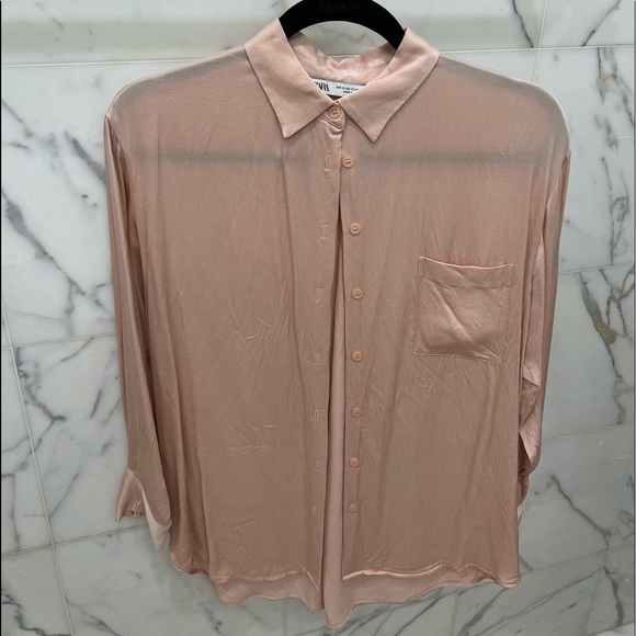 Zara Tops Satin Effect Zara Button Down Shirt Poshmark
